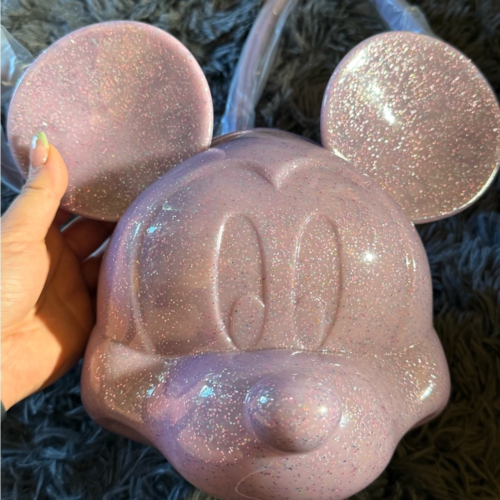 Glittery Purple Mickey head crossbody